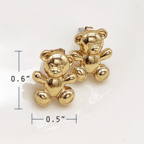 NEW Cuddly Teddy Bear Dainty Cute Kawaii Angelcore Stud Earrings Gold or Silver - Picture 12 of 15